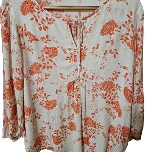 Papermoon Bohemian Cottagecore Gypsy  Botanical Top With Swiss Dotted Details M